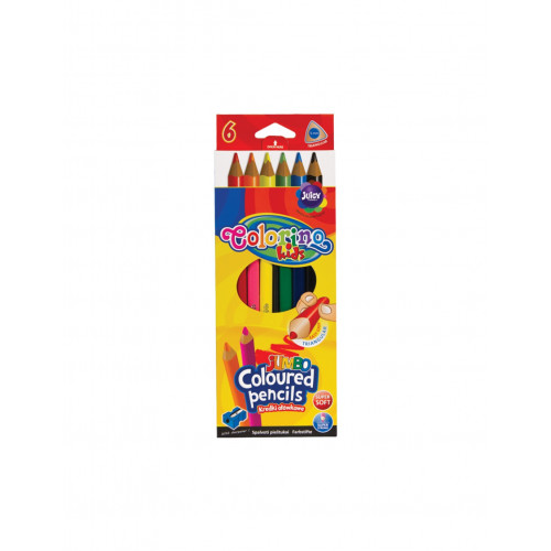 Trojuholníkové pastelky JUMBO, 17,5 cm, 6 farieb so strúhadlom