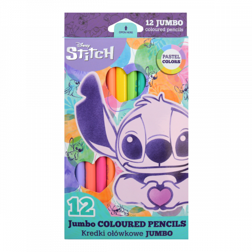 Pastelky trojhranné JUMBO Stitch, 12 farieb PASTEL 