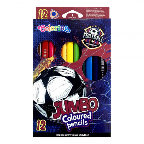 Pastelky trojhranné JUMBO Football, 12 farieb