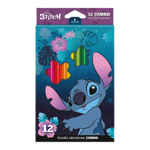Pastelky trojhranné JUMBO Stitch, 12 farieb