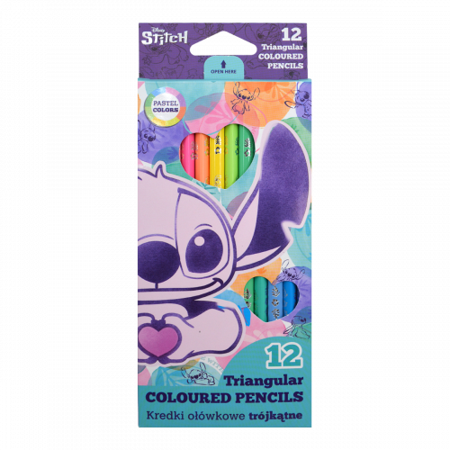 Pastelky trojhranné Stitch, 12 farieb PASTEL