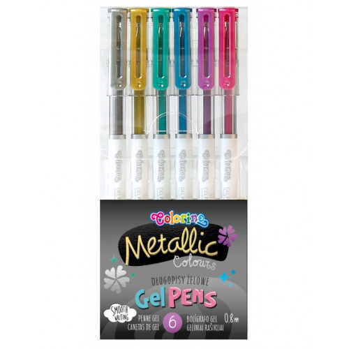 Gélové perá metalické, 6 farieb