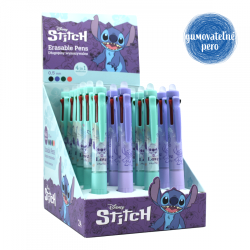 Gumovateľné pero 4 v 1 Stitch, pastel